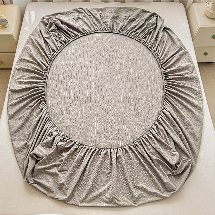 91家纺网 家纺一手货源 找家纺 贝扬思家纺 2026新款高品质A类泡芙纱纯色单床笠系列-110g CL-浅灰