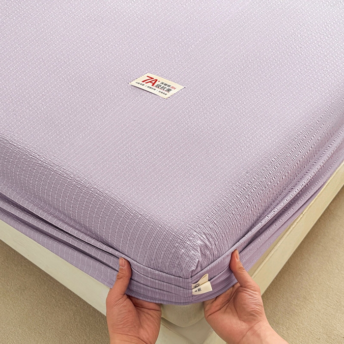 91家纺网 家纺一手货源 找家纺 贝扬思家纺 2026新款高品质A类泡芙纱纯色单床笠系列-110g CL-浅紫