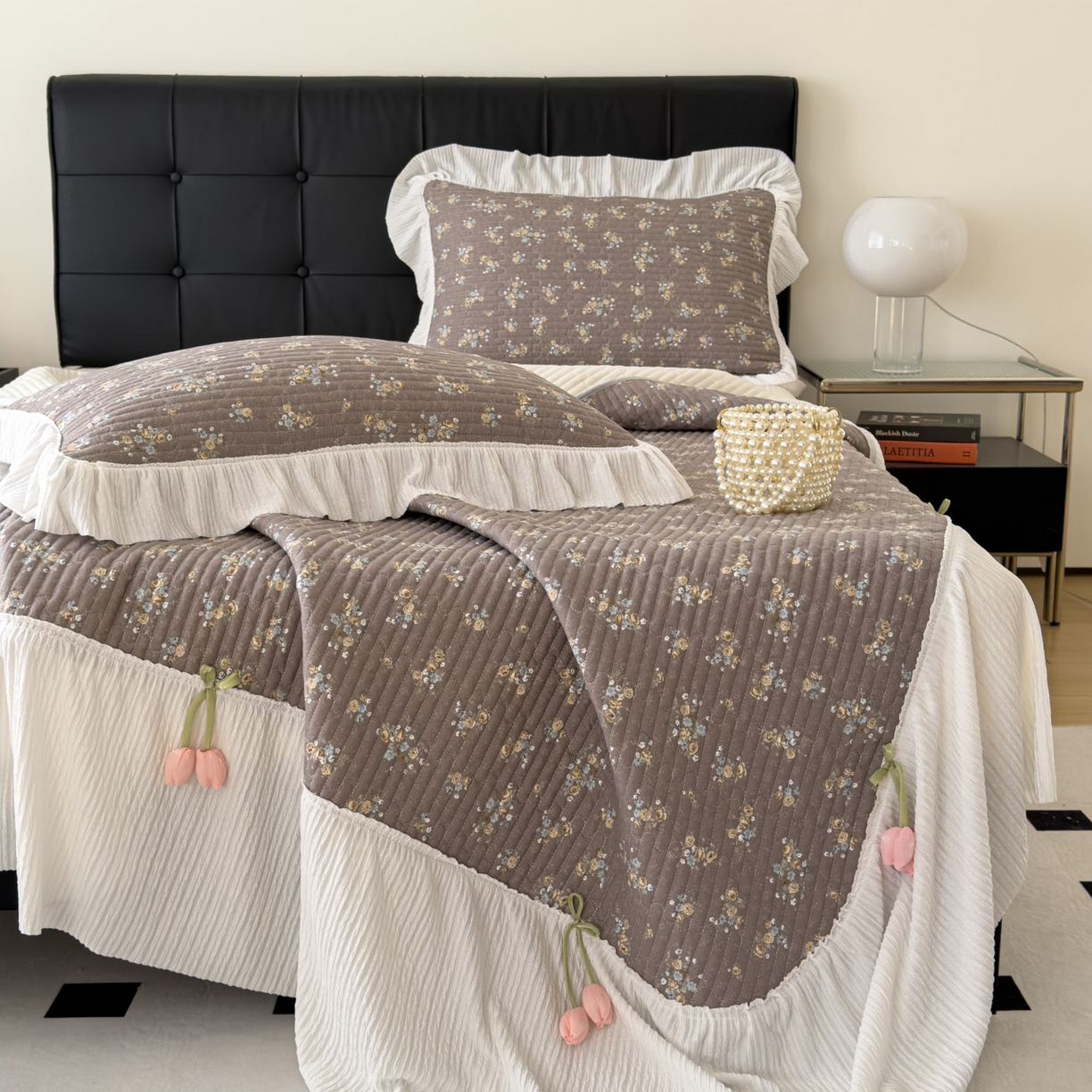 91家纺网 家纺一手货源 找家纺 （总）花漾家居 2026新款雪尼尔雪纺蕾丝大花边床盖单品床盖单件三件套