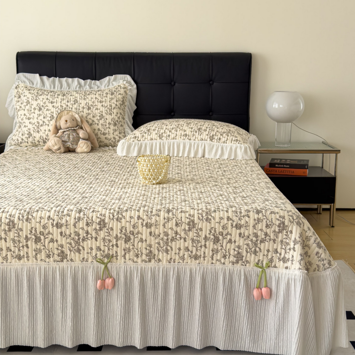 91家纺网 家纺一手货源 找家纺 花漾家居 2026新款雪尼尔雪纺蕾丝大花边床盖单品床盖单件三件套 木兰