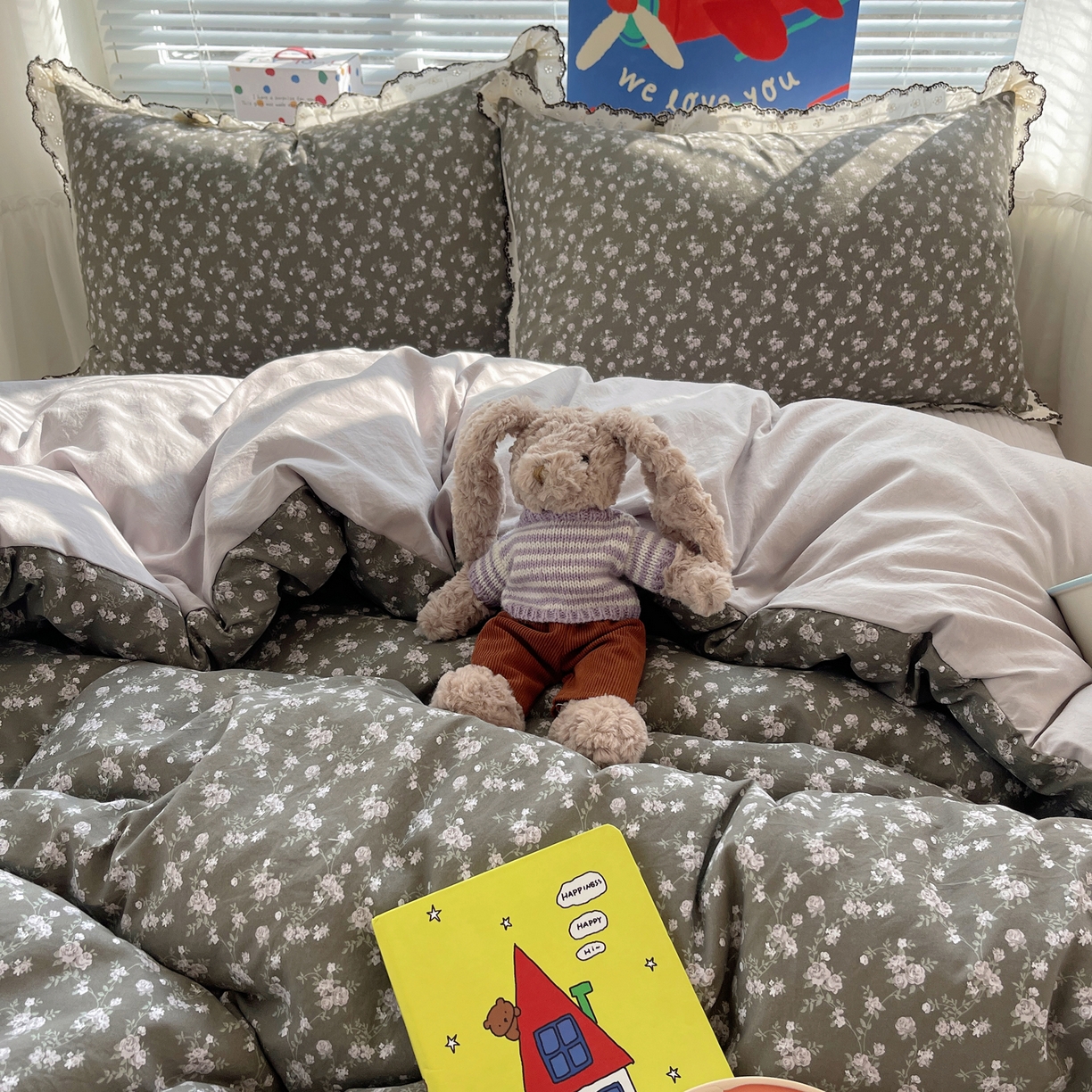 91家纺网 家纺一手货源 找家纺 花漾家居 2026小红书推荐款小清新刺绣花边款床单床盖款四件套新款 夜来香