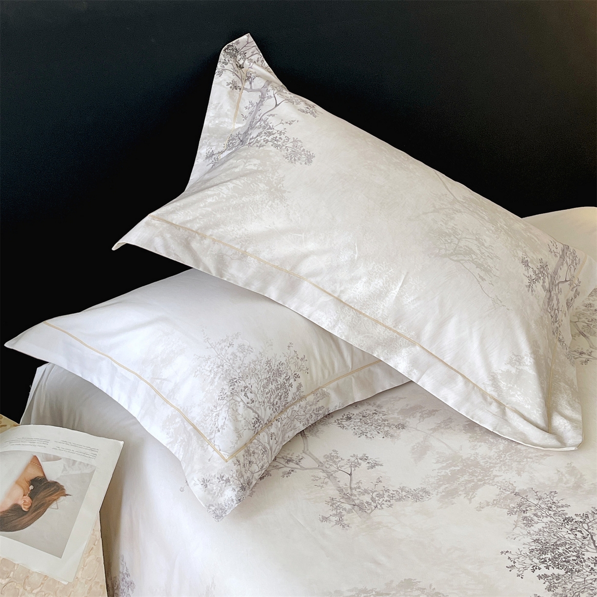 91家纺网 家纺一手货源 找家纺 宝齐莱家纺 2026新款全棉纯棉活性印花单枕套枕套单件 月光森林