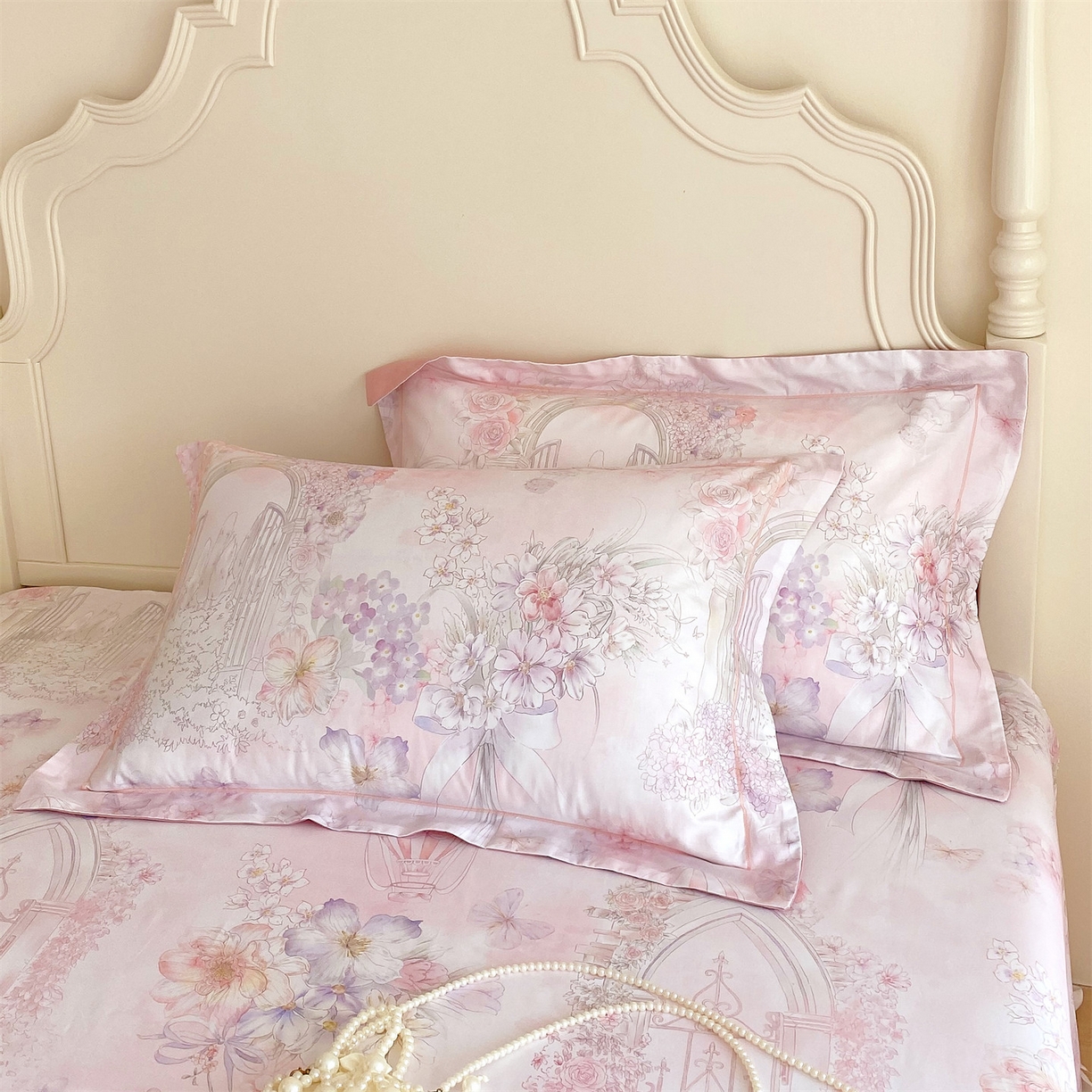 91家纺网 家纺一手货源 找家纺 宝齐莱家纺 2026新款全棉纯棉活性印花单枕套枕套单件 公主乐园