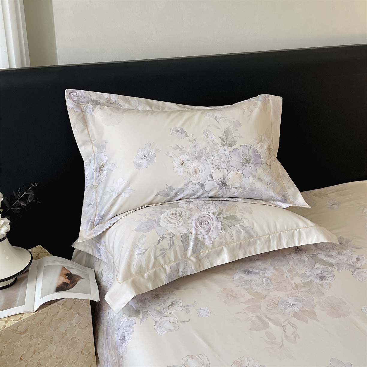 91家纺网 家纺一手货源 找家纺 宝齐莱家纺 2026新款全棉纯棉活性印花单枕套枕套单件 花开锦绣