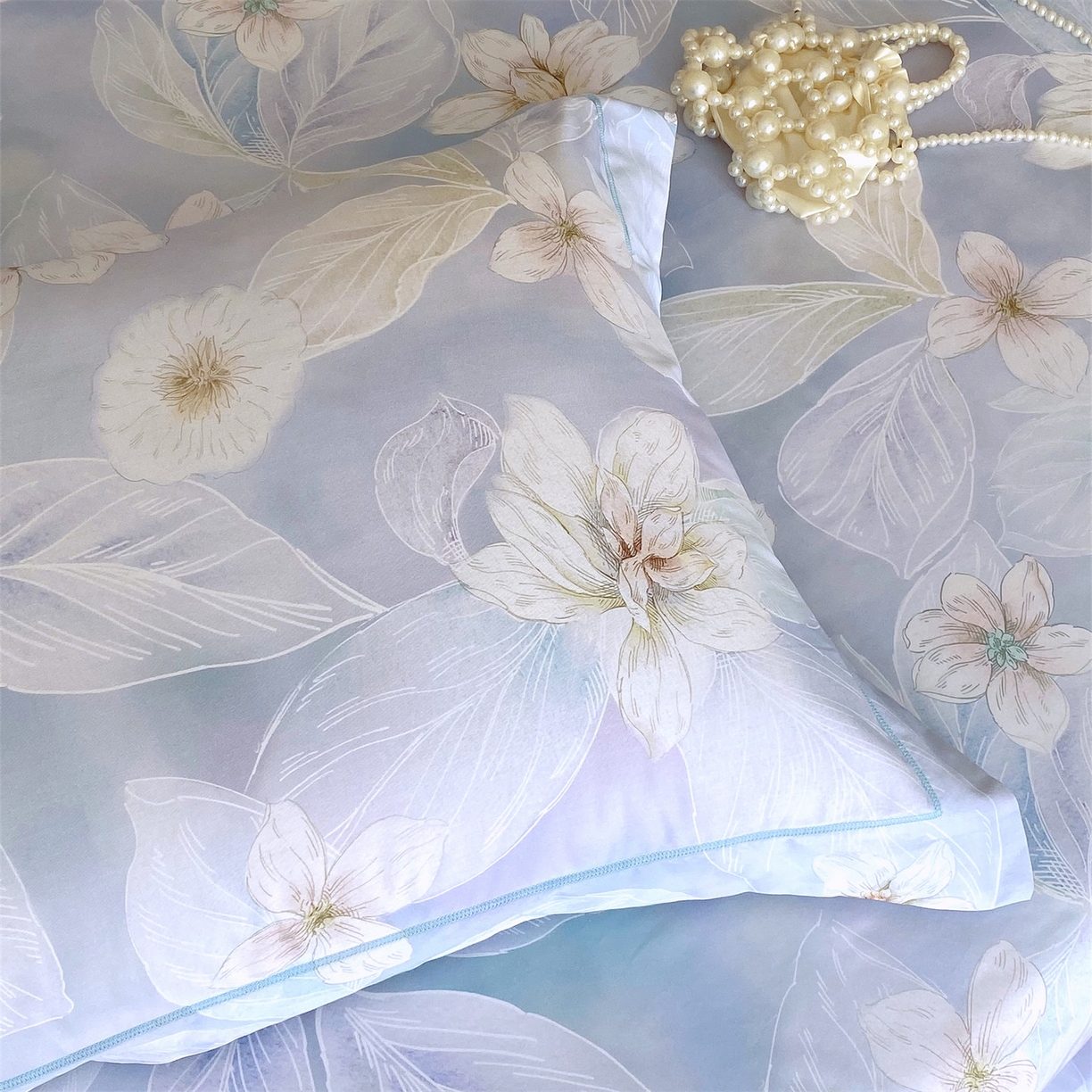 91家纺网 家纺一手货源 找家纺 宝齐莱家纺 2026新款全棉纯棉活性印花单枕套枕套单件 蓝色梦幻