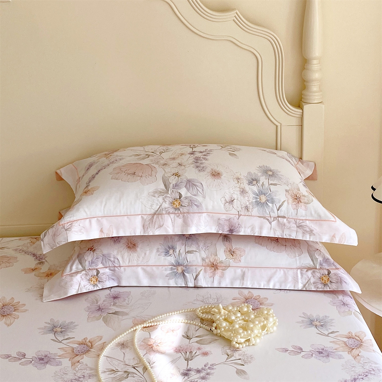 91家纺网 家纺一手货源 找家纺 宝齐莱家纺 2026新款全棉纯棉活性印花单枕套枕套单件 云裳仙子