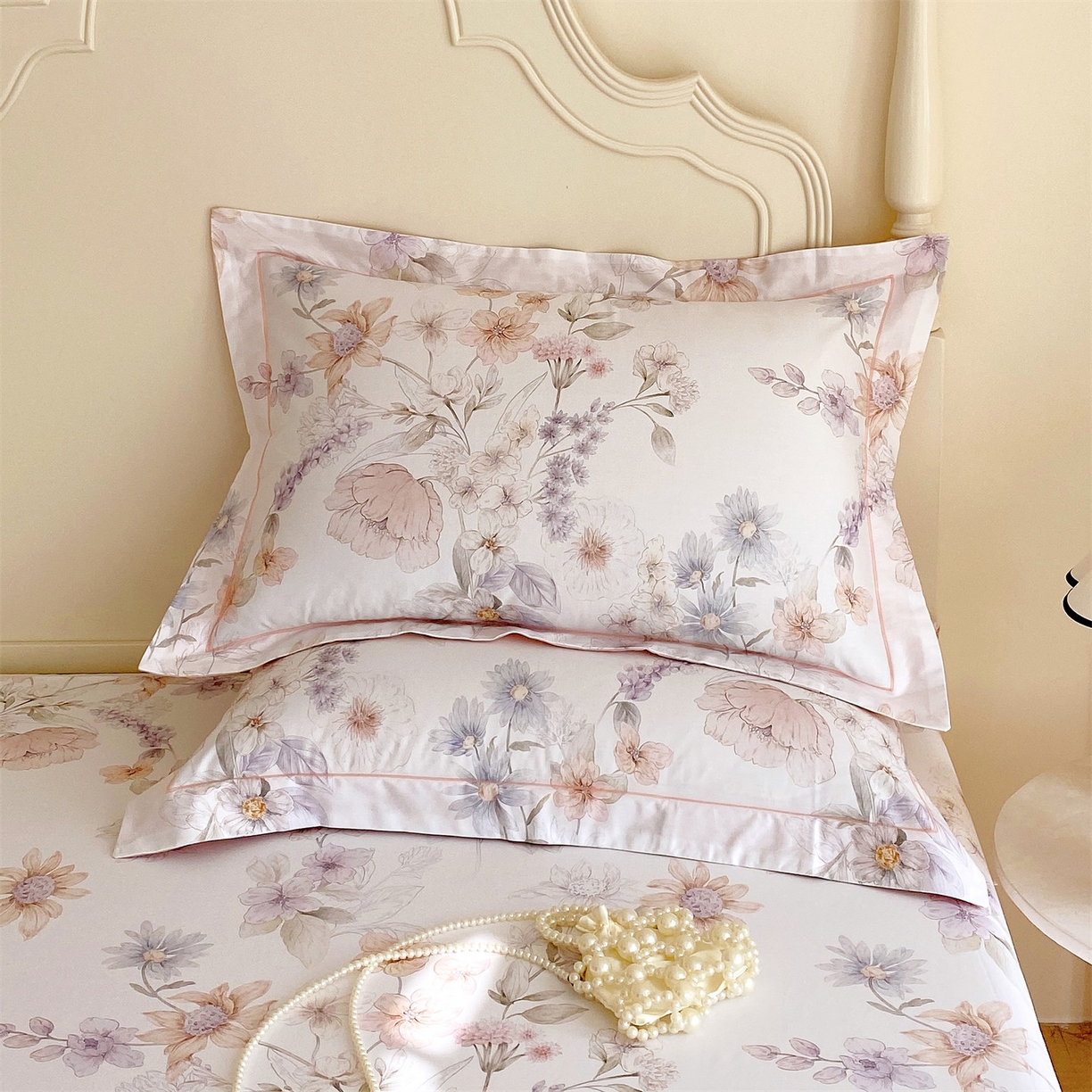 91家纺网 家纺一手货源 找家纺 宝齐莱家纺 2026新款全棉纯棉活性印花单枕套枕套单件 云裳仙子