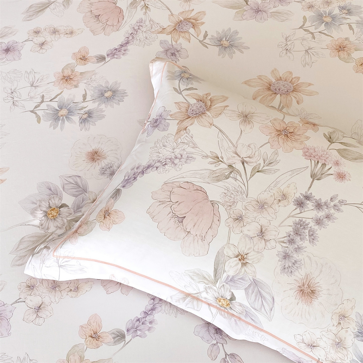 91家纺网 家纺一手货源 找家纺 宝齐莱家纺 2026新款全棉纯棉活性印花单枕套枕套单件 云裳仙子