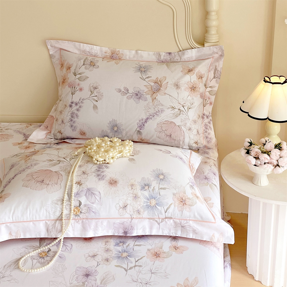 91家纺网 家纺一手货源 找家纺 宝齐莱家纺 2026新款全棉纯棉活性印花单枕套枕套单件 云裳仙子