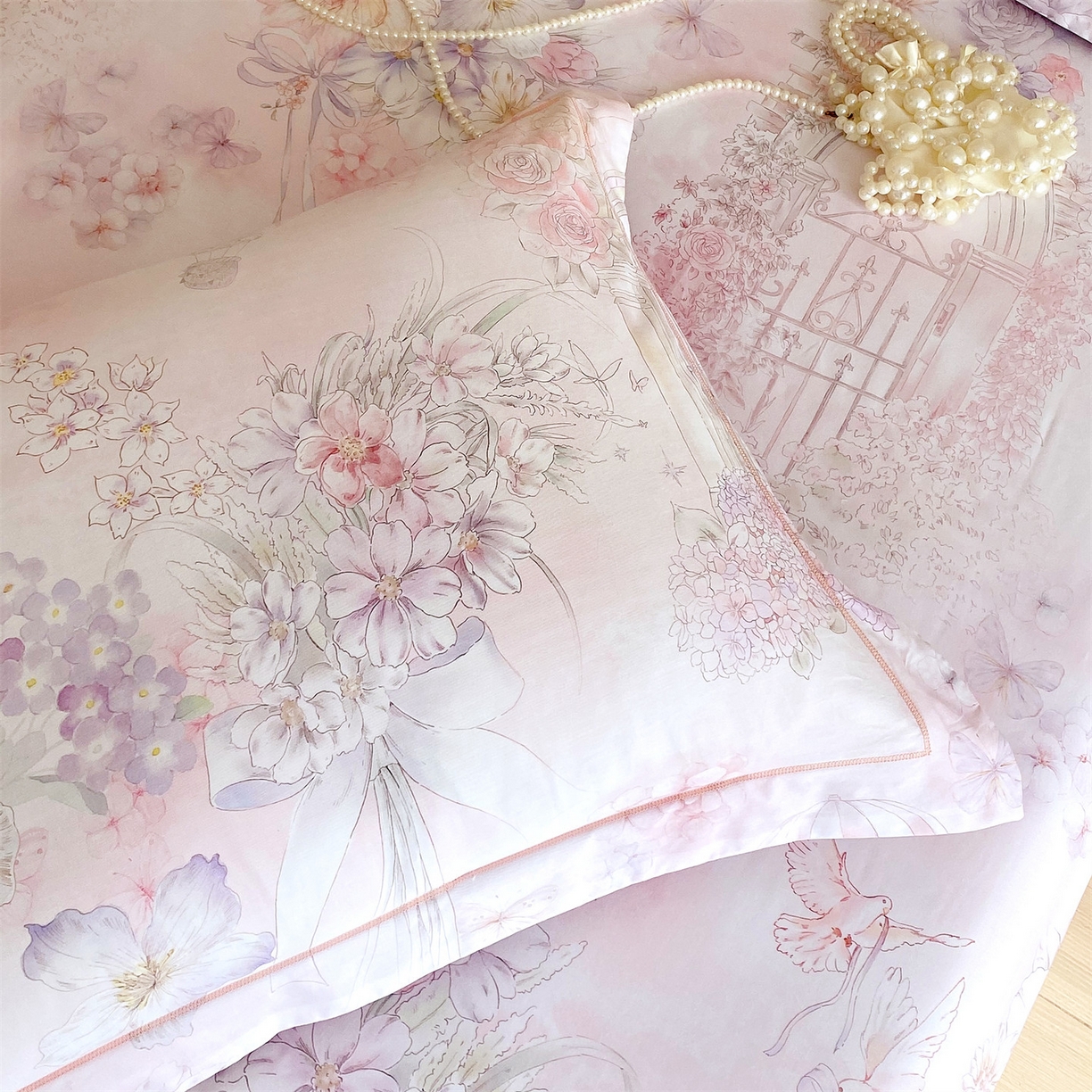 91家纺网 家纺一手货源 找家纺 宝齐莱家纺 2026新款全棉纯棉活性印花单枕套枕套单件 公主乐园