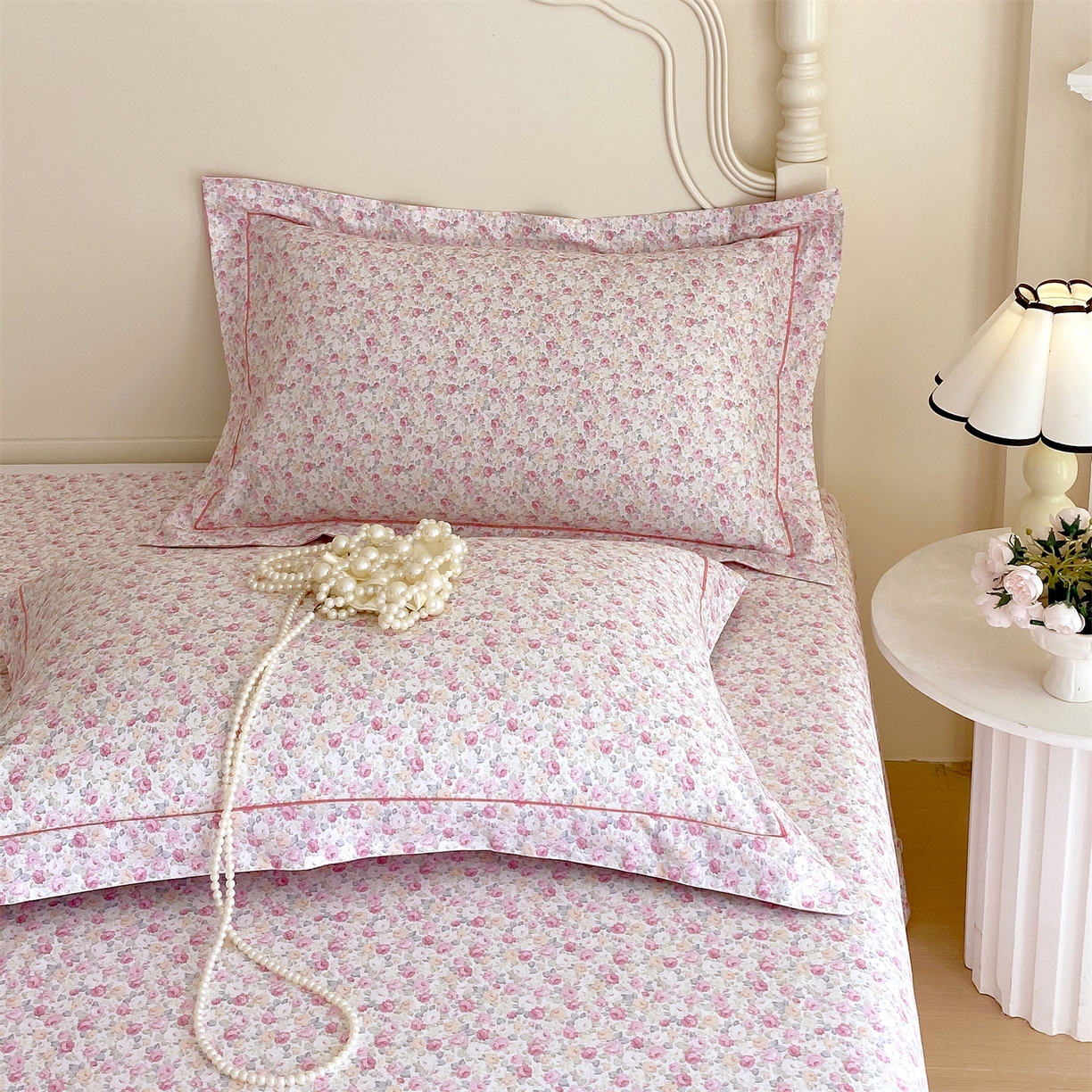 91家纺网 家纺一手货源 找家纺 宝齐莱家纺 2026新款全棉纯棉活性印花单枕套枕套单件 花姿漫