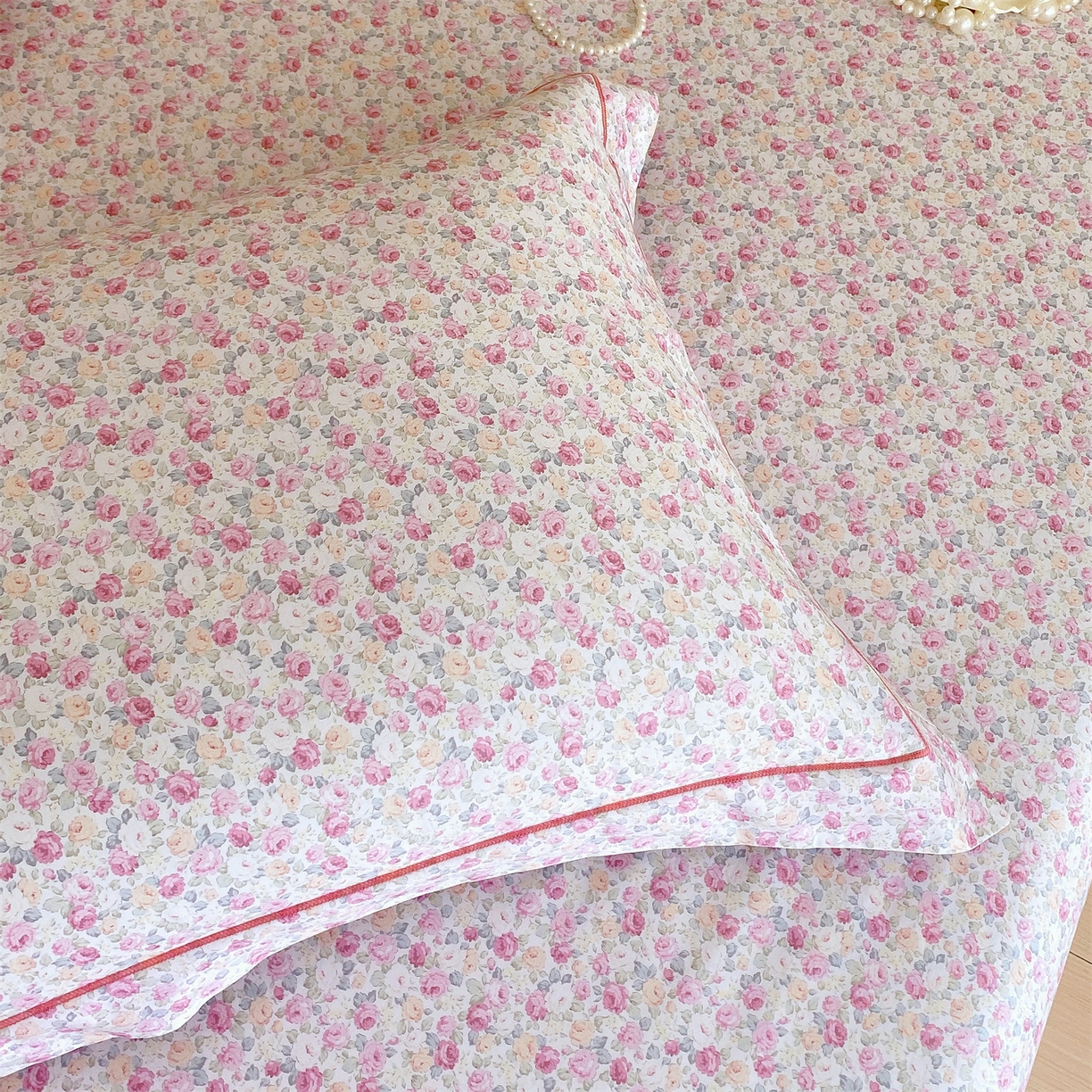 91家纺网 家纺一手货源 找家纺 宝齐莱家纺 2026新款全棉纯棉活性印花单枕套枕套单件 花姿漫