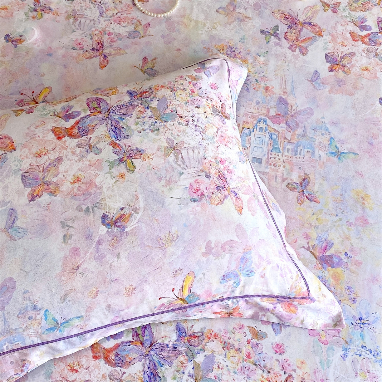 91家纺网 家纺一手货源 找家纺 宝齐莱家纺 2026新款全棉纯棉活性印花单枕套枕套单件 梦幻城堡