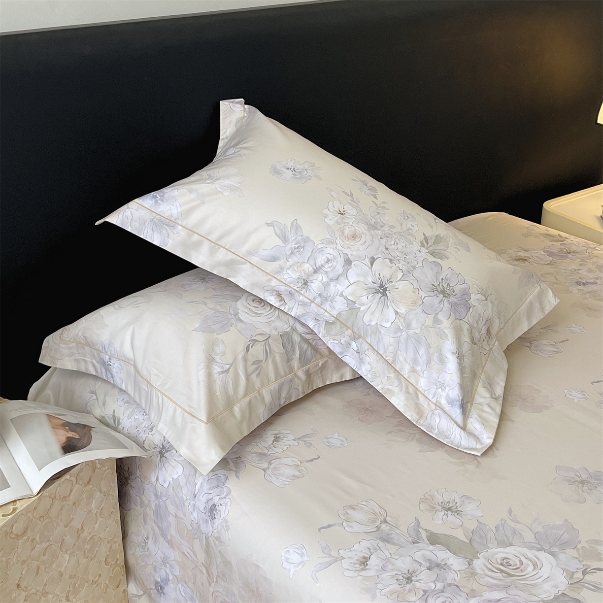 91家纺网 家纺一手货源 找家纺 宝齐莱家纺 2026新款全棉纯棉活性印花单枕套枕套单件 花开锦绣