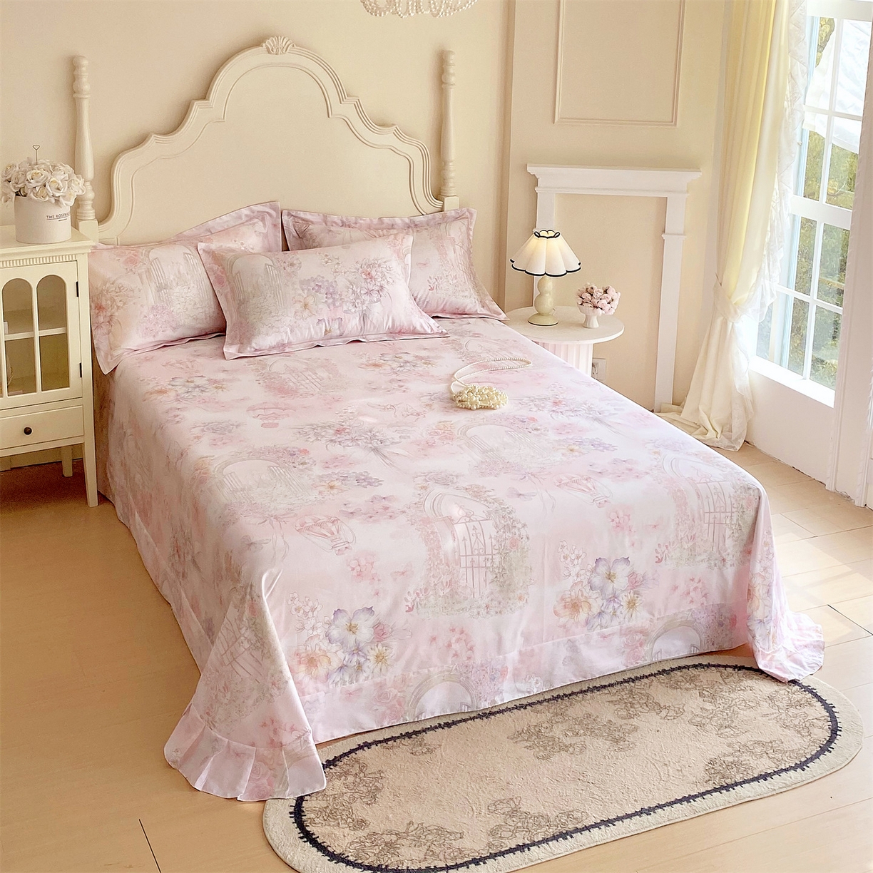 91家纺网 家纺一手货源 找家纺 宝齐莱家纺 2026新款全棉纯棉活性印花单床单床单单件 公主乐园