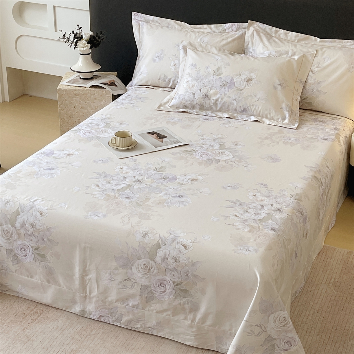 91家纺网 家纺一手货源 找家纺 宝齐莱家纺 2026新款全棉纯棉活性印花单床单床单单件 花开锦绣