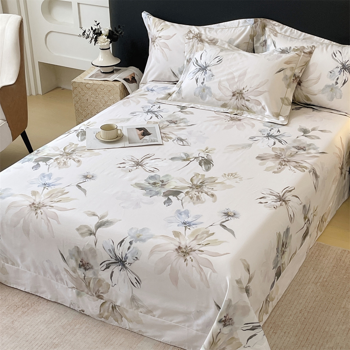 91家纺网 家纺一手货源 找家纺 宝齐莱家纺 2026新款全棉纯棉活性印花单床单床单单件 花知晓