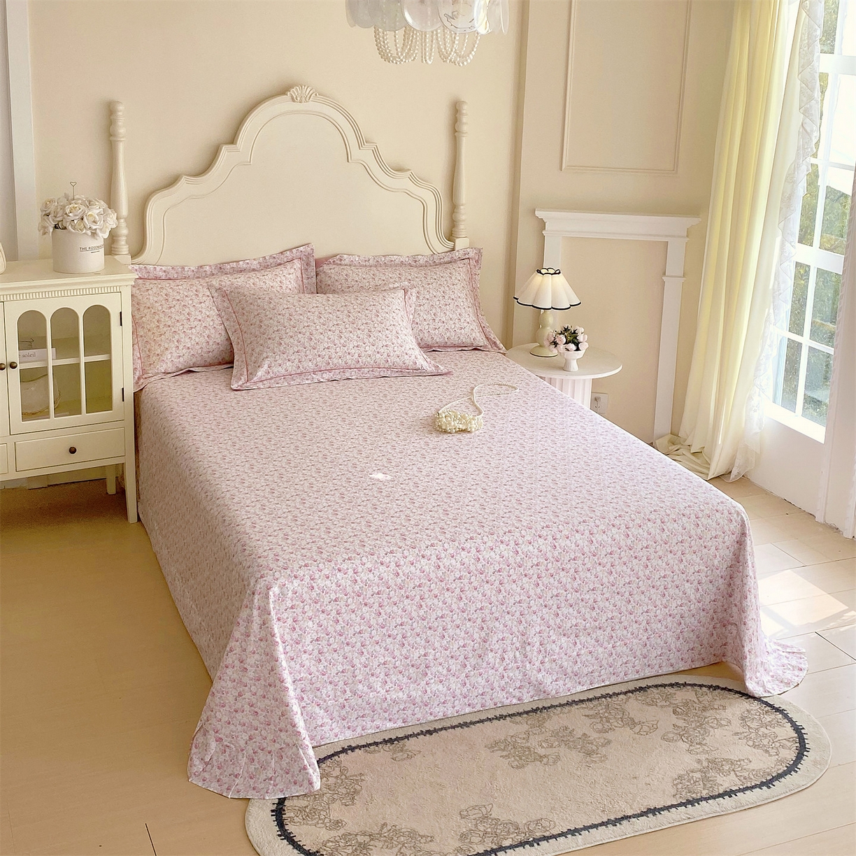 91家纺网 家纺一手货源 找家纺 宝齐莱家纺 2026新款全棉纯棉活性印花单床单床单单件 花姿漫