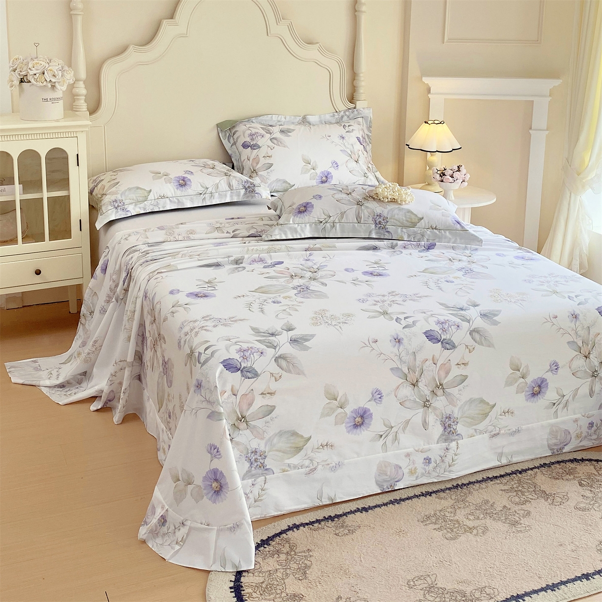 91家纺网 家纺一手货源 找家纺 宝齐莱家纺 2026新款全棉纯棉活性印花单床单床单单件 浪漫花季