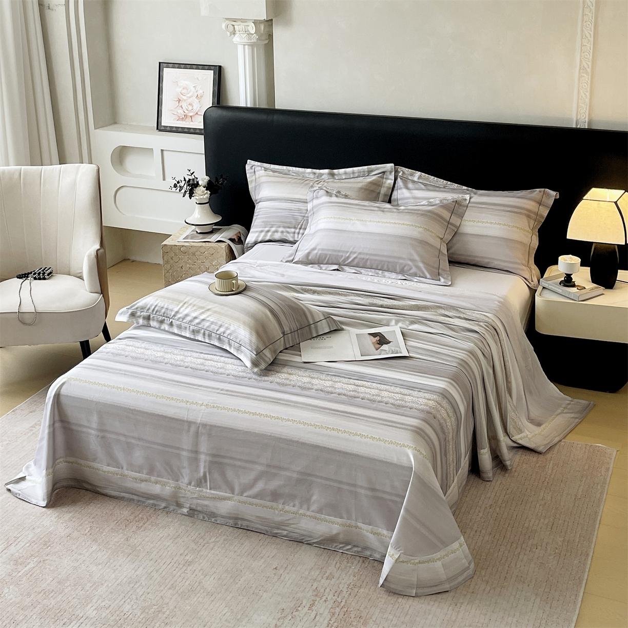 91家纺网 家纺一手货源 找家纺 宝齐莱家纺 2026新款全棉纯棉活性印花单床单床单单件 时光记忆