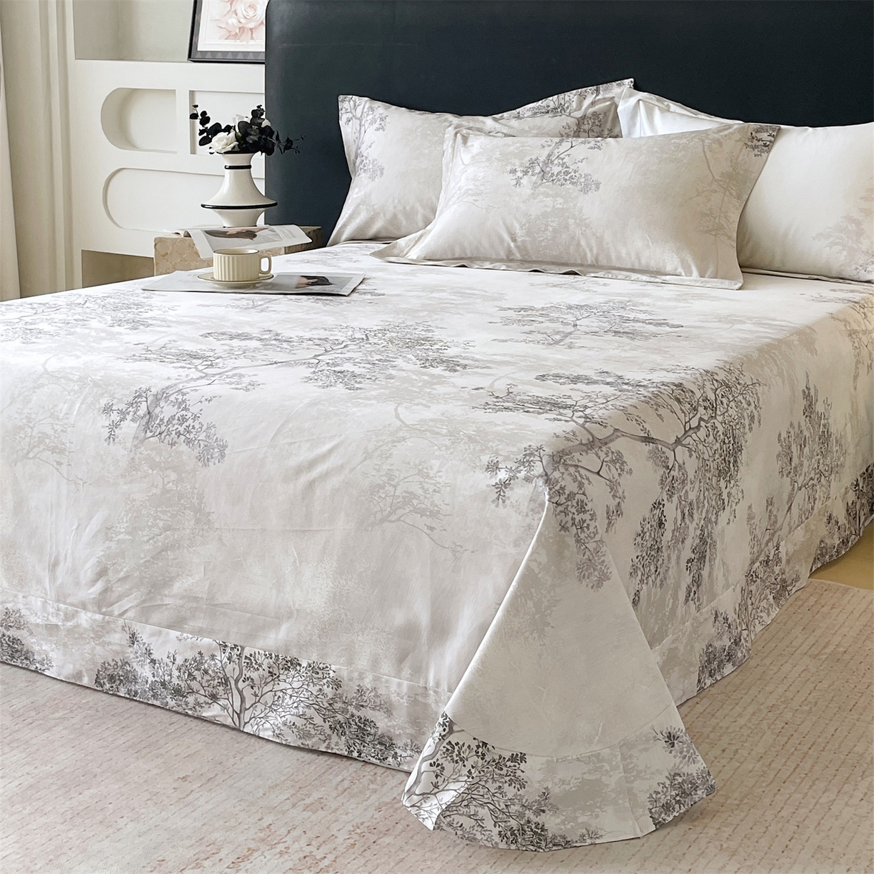 91家纺网 家纺一手货源 找家纺 宝齐莱家纺 2026新款全棉纯棉活性印花单床单床单单件 月光森林