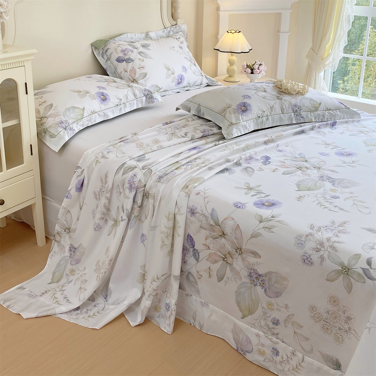 91家纺网 家纺一手货源 找家纺 宝齐莱家纺 2026新款全棉纯棉活性印花单床单床单单件 浪漫花季