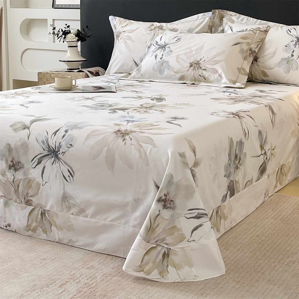 91家纺网 家纺一手货源 找家纺 宝齐莱家纺 2026新款全棉纯棉活性印花单床单床单单件 花知晓