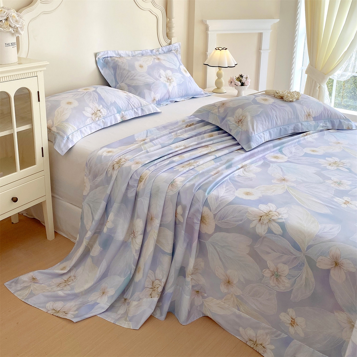 91家纺网 家纺一手货源 找家纺 宝齐莱家纺 2026新款全棉纯棉活性印花单床单床单单件 蓝色梦幻