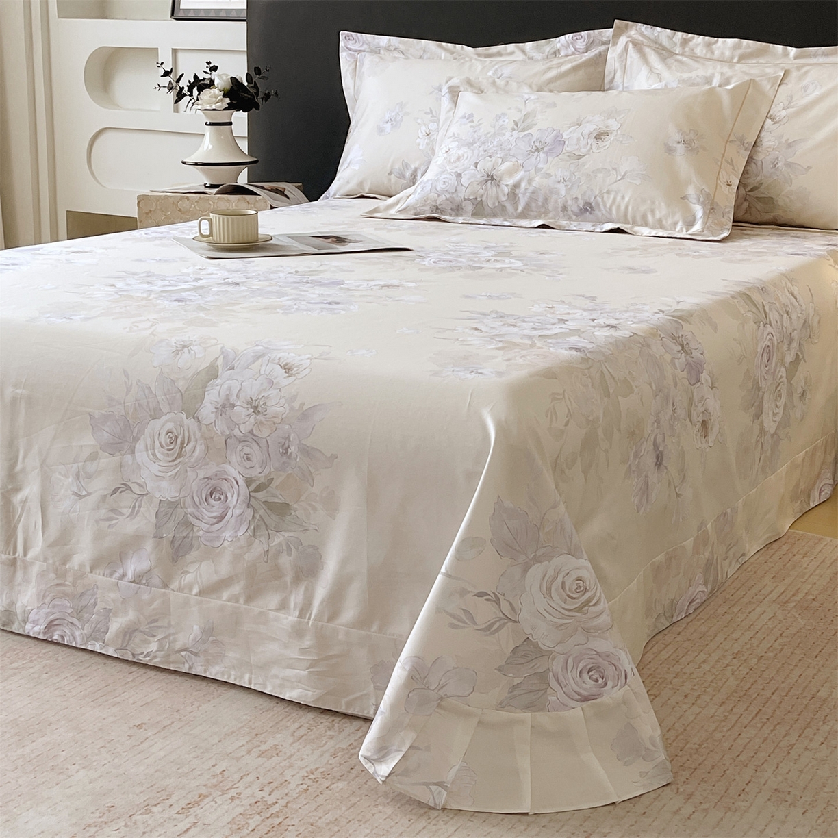 91家纺网 家纺一手货源 找家纺 宝齐莱家纺 2026新款全棉纯棉活性印花单床单床单单件 花开锦绣