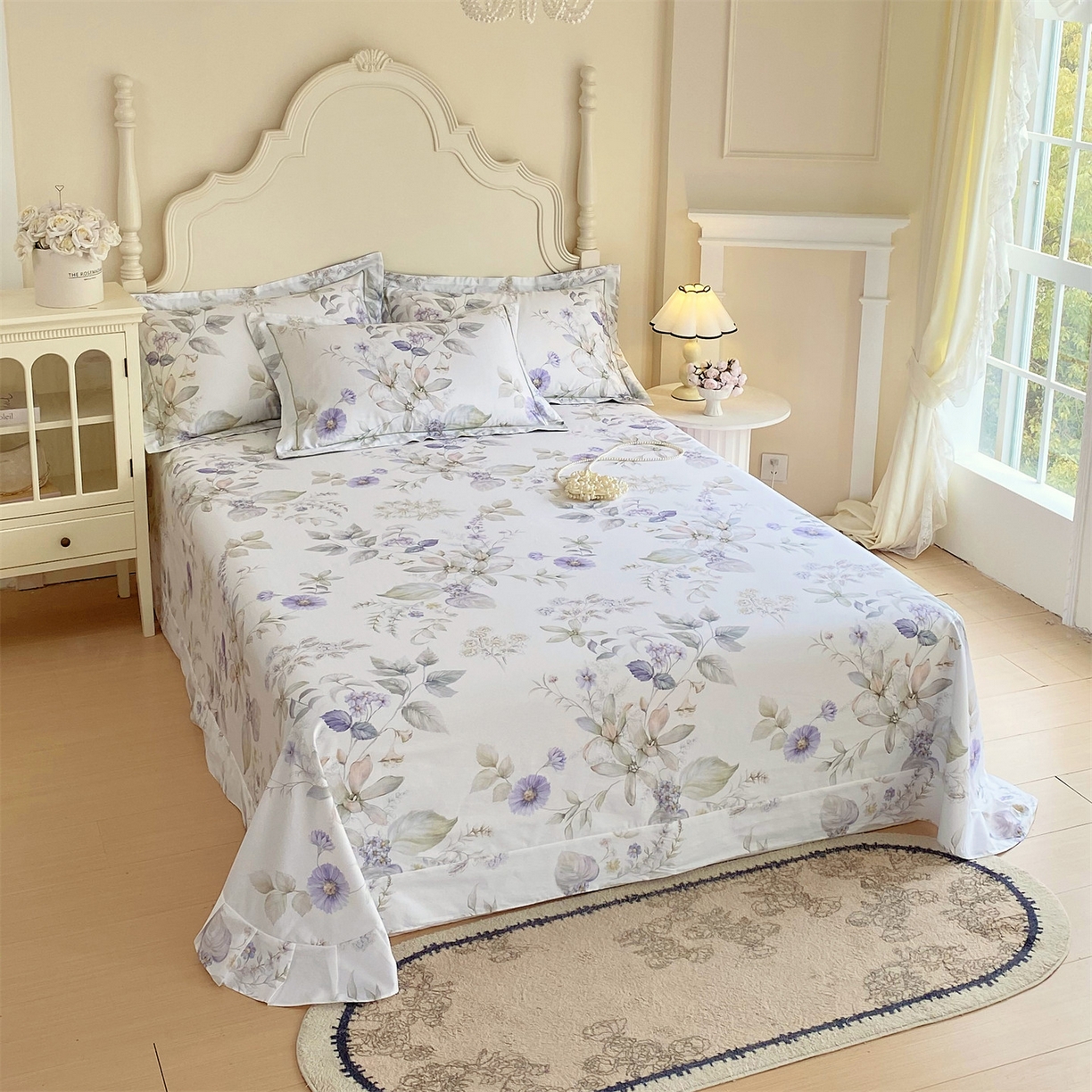 91家纺网 家纺一手货源 找家纺 宝齐莱家纺 2026新款全棉纯棉活性印花单床单床单单件 浪漫花季