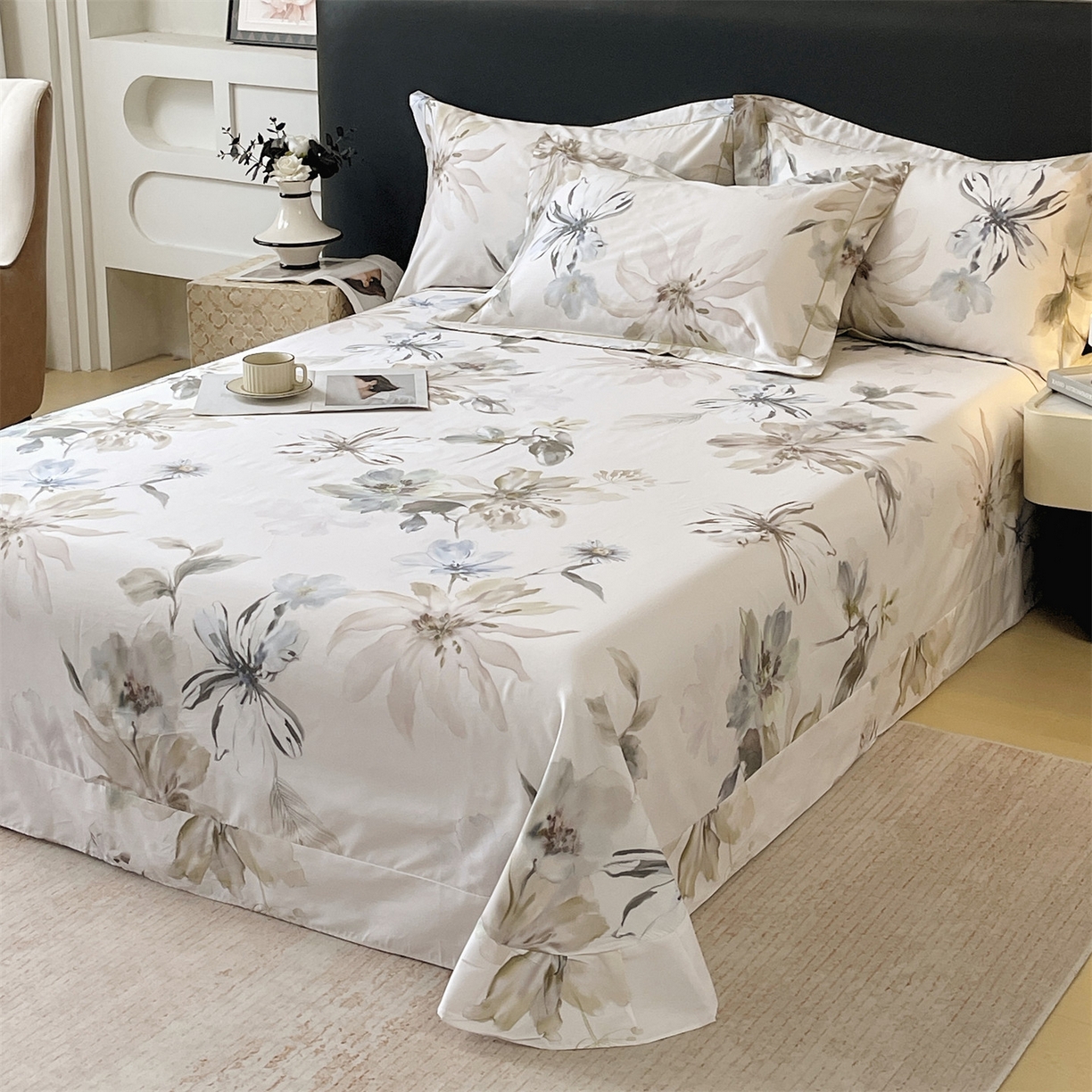 91家纺网 家纺一手货源 找家纺 宝齐莱家纺 2026新款全棉纯棉活性印花单床单床单单件 花知晓