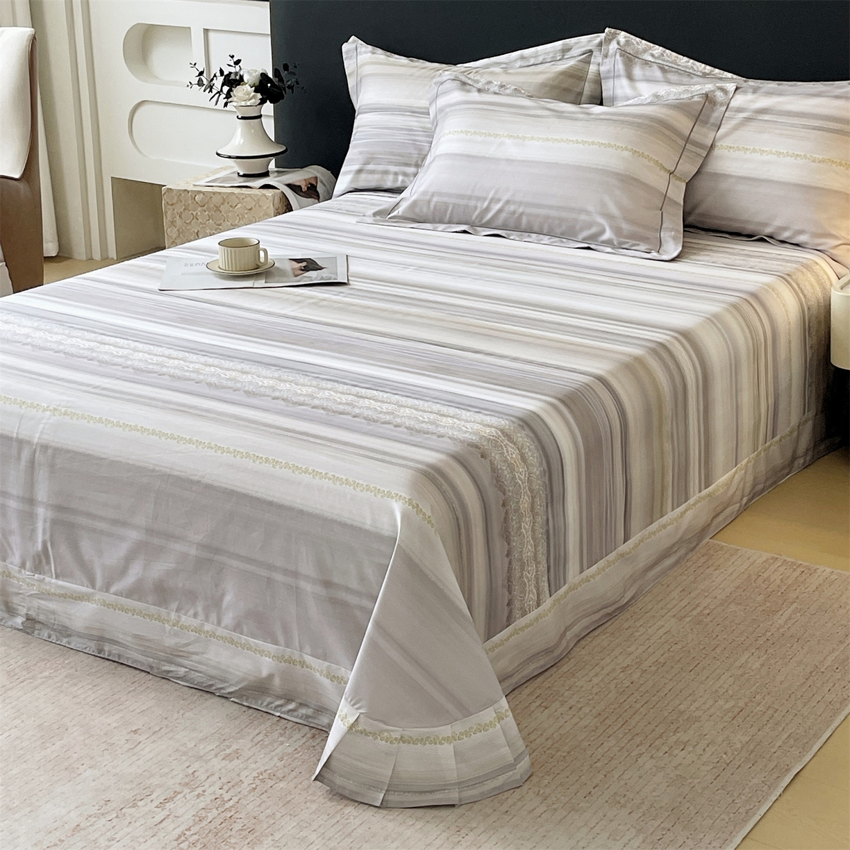 91家纺网 家纺一手货源 找家纺 宝齐莱家纺 2026新款全棉纯棉活性印花单床单床单单件 时光记忆