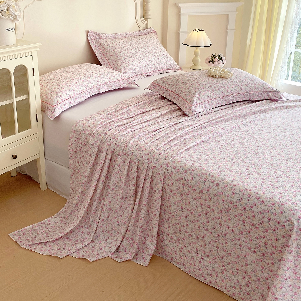 91家纺网 家纺一手货源 找家纺 宝齐莱家纺 2026新款全棉纯棉活性印花单床单床单单件 花姿漫