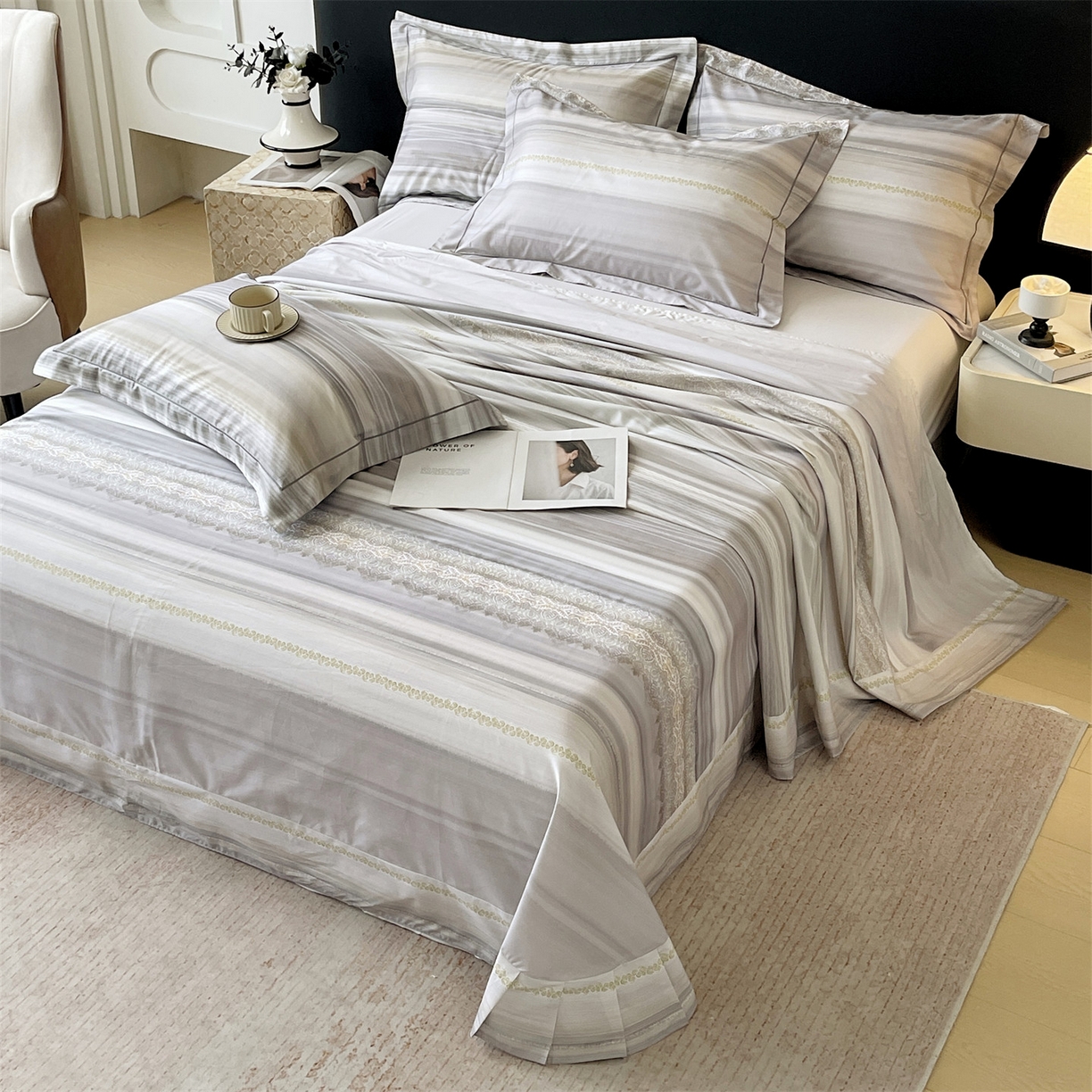 91家纺网 家纺一手货源 找家纺 宝齐莱家纺 2026新款全棉纯棉活性印花单床单床单单件 时光记忆