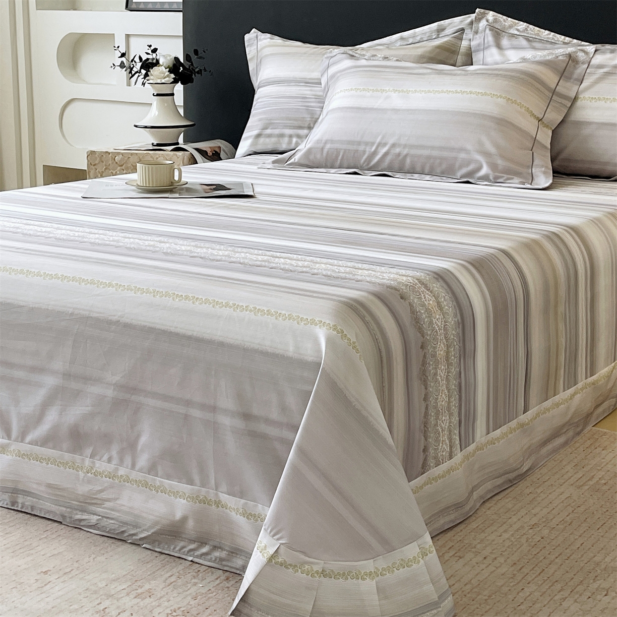 91家纺网 家纺一手货源 找家纺 宝齐莱家纺 2026新款全棉纯棉活性印花单床单床单单件 时光记忆