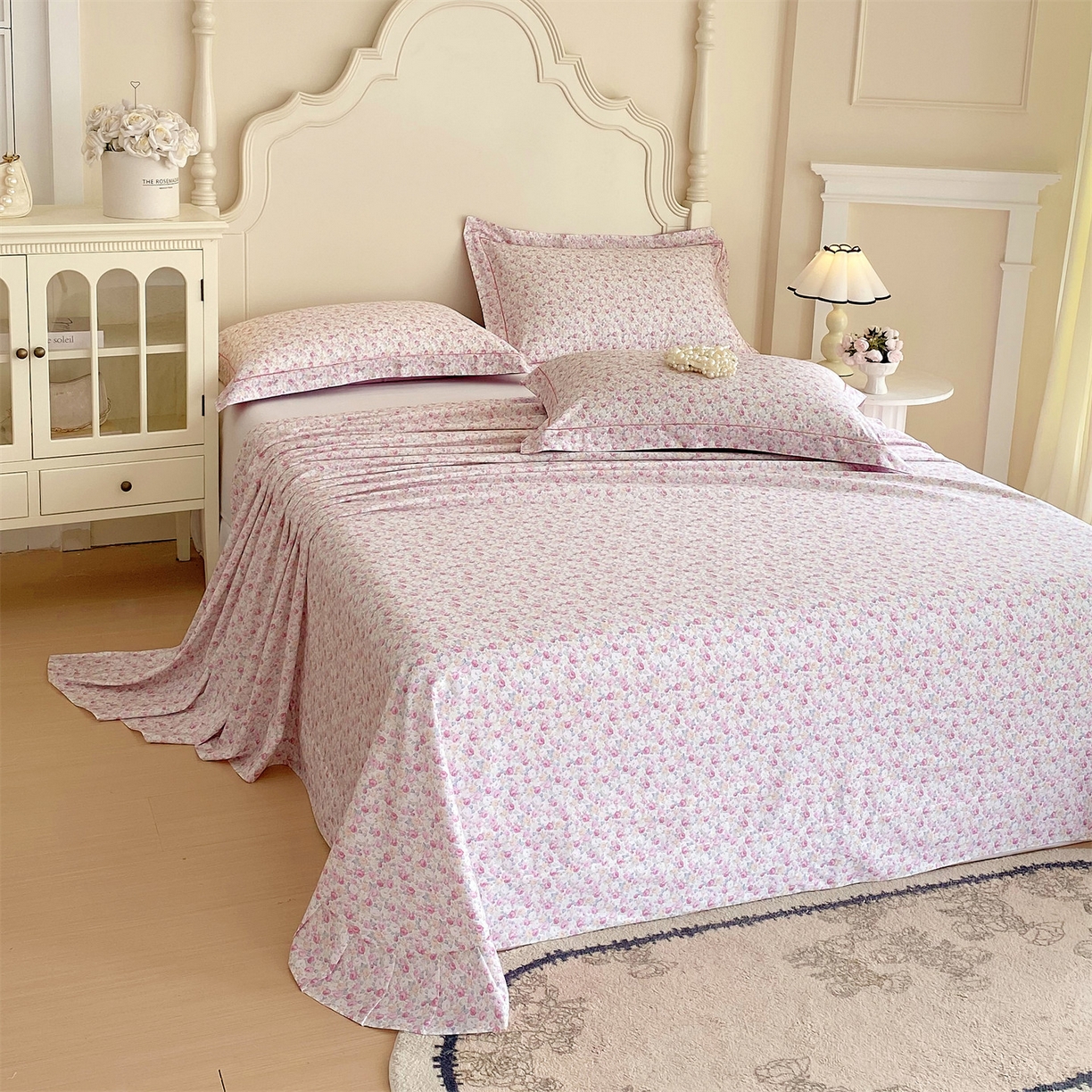 91家纺网 家纺一手货源 找家纺 宝齐莱家纺 2026新款全棉纯棉活性印花单床单床单单件 花姿漫