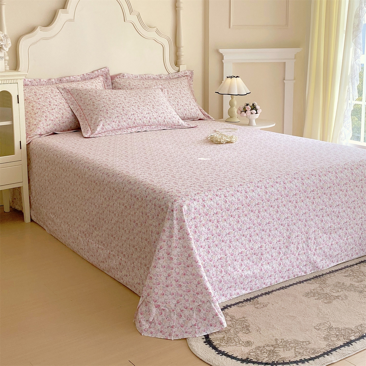 91家纺网 家纺一手货源 找家纺 宝齐莱家纺 2026新款全棉纯棉活性印花单床单床单单件 花姿漫