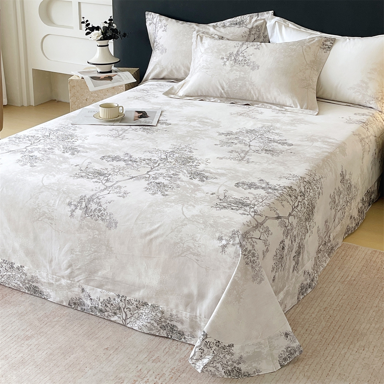 91家纺网 家纺一手货源 找家纺 宝齐莱家纺 2026新款全棉纯棉活性印花单床单床单单件 月光森林