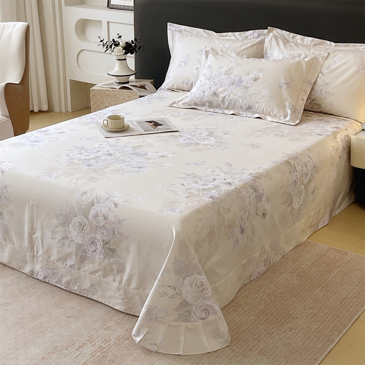 91家纺网 家纺一手货源 找家纺 宝齐莱家纺 2026新款全棉纯棉活性印花单床单床单单件 花开锦绣