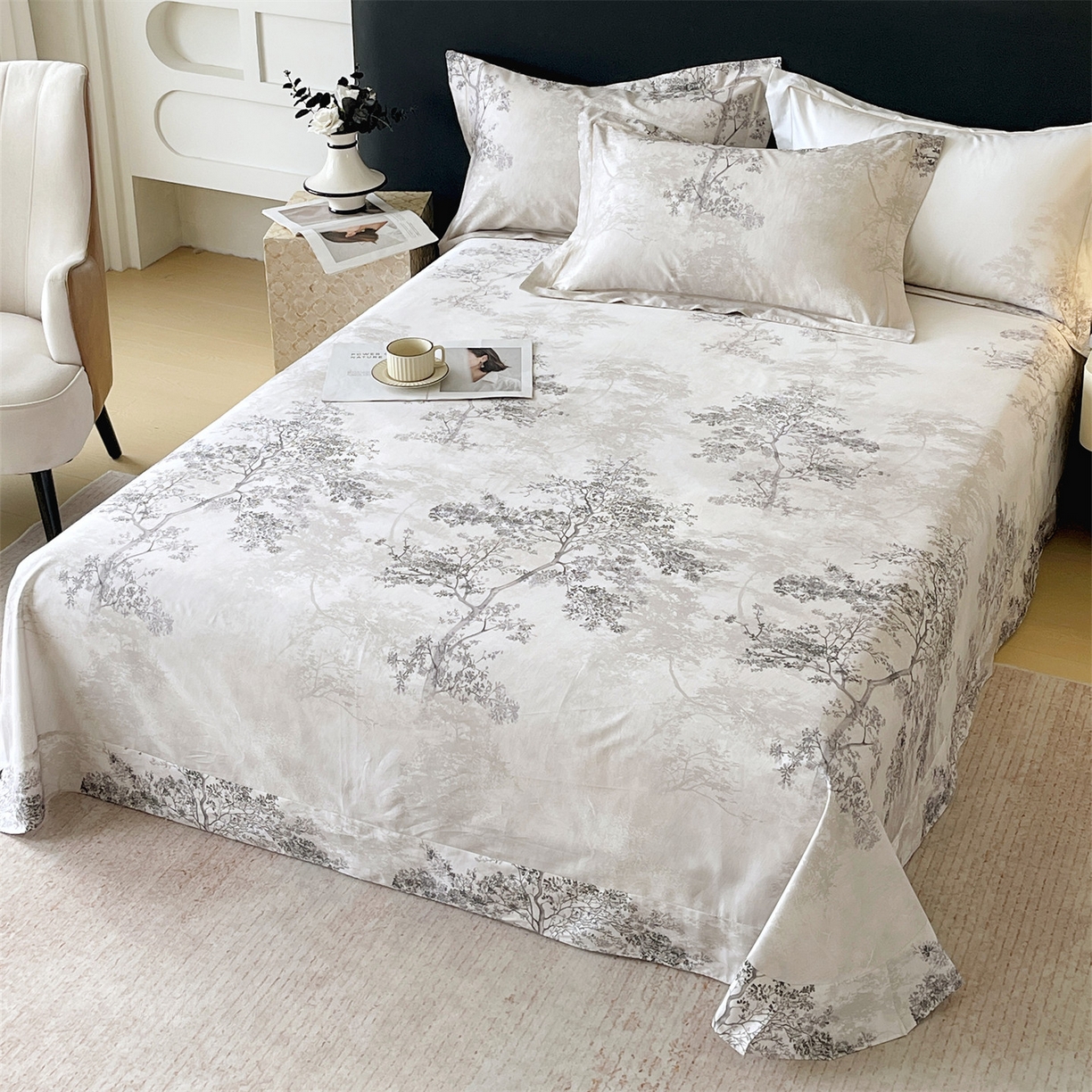 91家纺网 家纺一手货源 找家纺 宝齐莱家纺 2026新款全棉纯棉活性印花单床单床单单件 月光森林