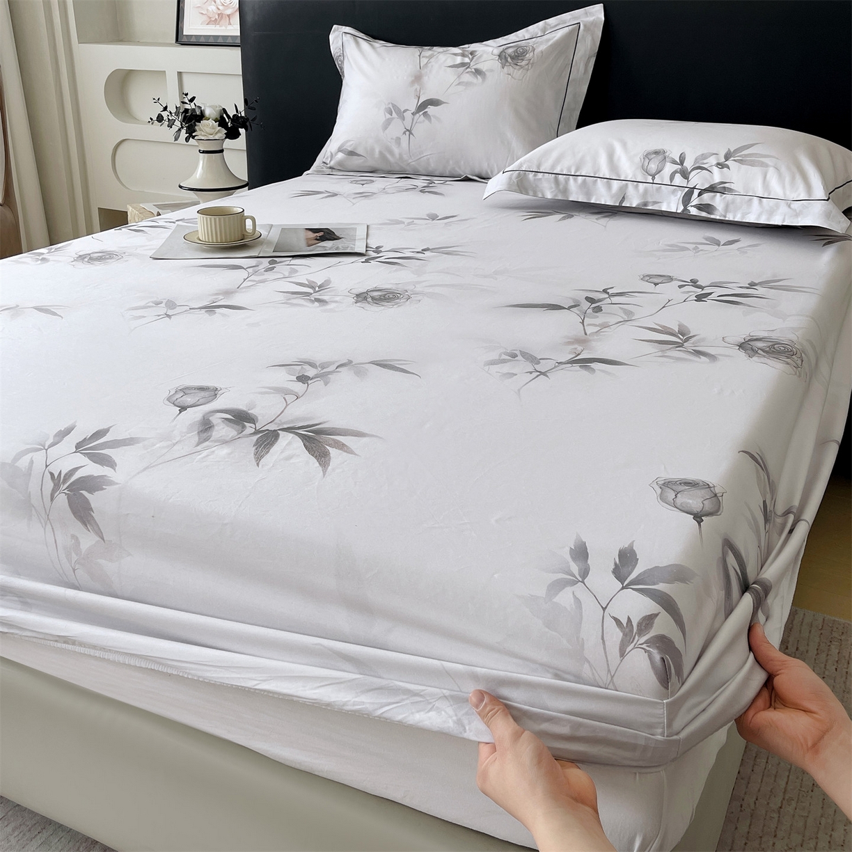 宝齐莱家纺 2026新款全棉纯棉活性印花单床笠床笠单件 玫瑰的故事