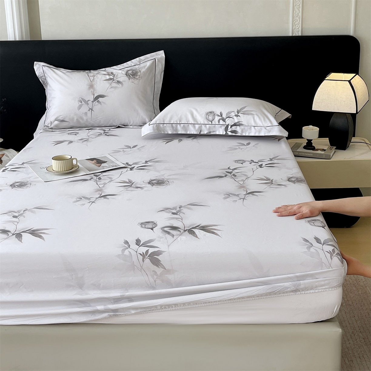 91家纺网 家纺一手货源 找家纺 宝齐莱家纺 2026新款全棉纯棉活性印花单床笠床笠单件 玫瑰的故事