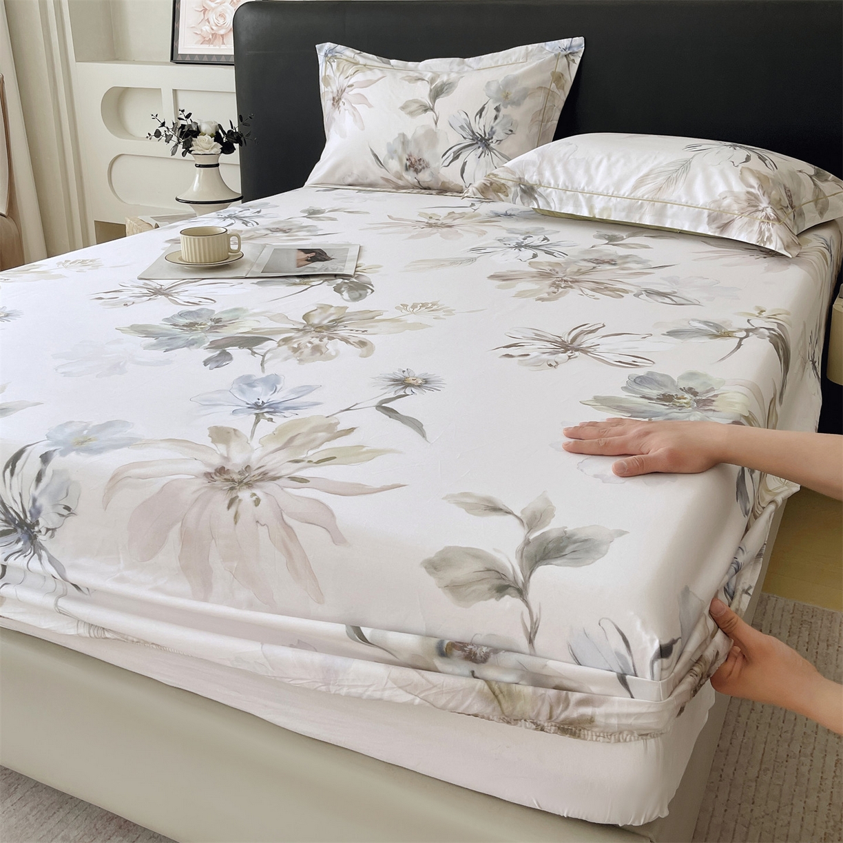 91家纺网 家纺一手货源 找家纺 宝齐莱家纺 2026新款全棉纯棉活性印花单床笠床笠单件 花知晓