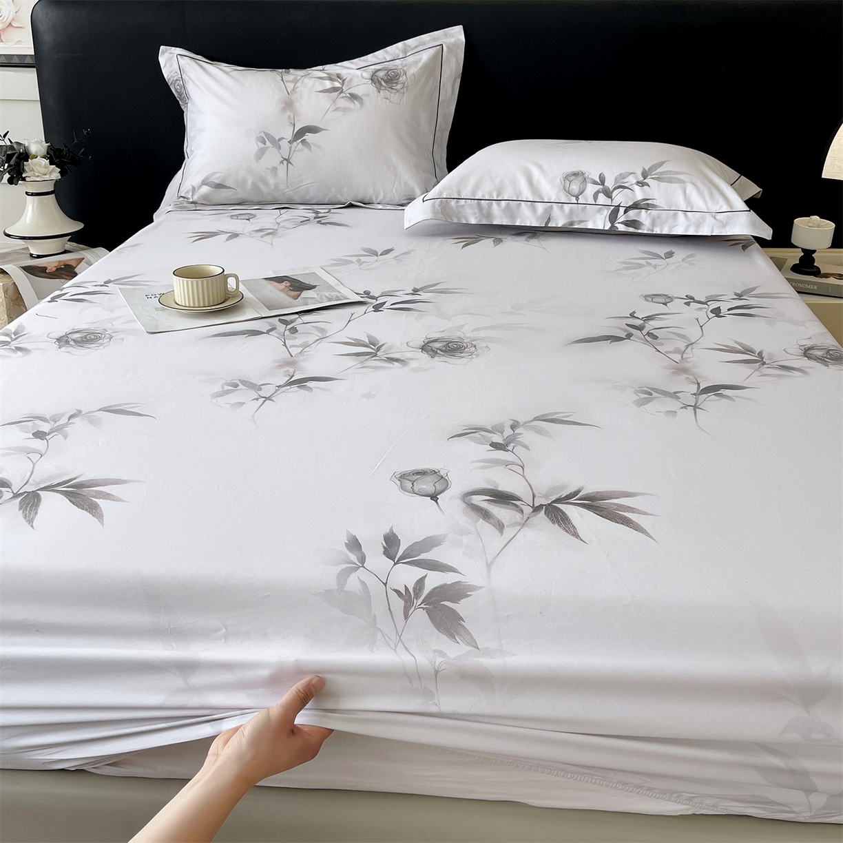 91家纺网 家纺一手货源 找家纺 宝齐莱家纺 2026新款全棉纯棉活性印花单床笠床笠单件 玫瑰的故事