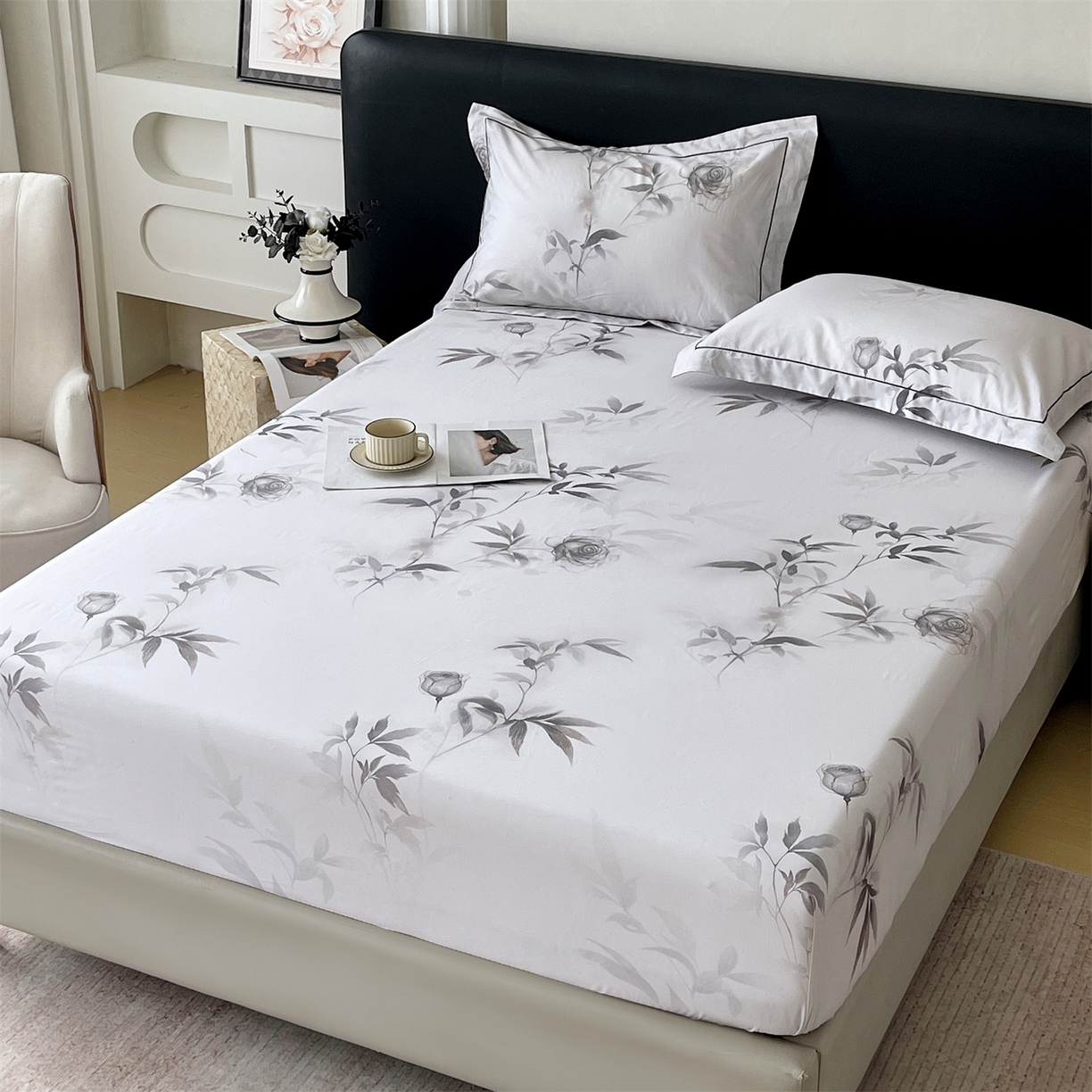 91家纺网 家纺一手货源 找家纺 宝齐莱家纺 2026新款全棉纯棉活性印花单床笠床笠单件 玫瑰的故事