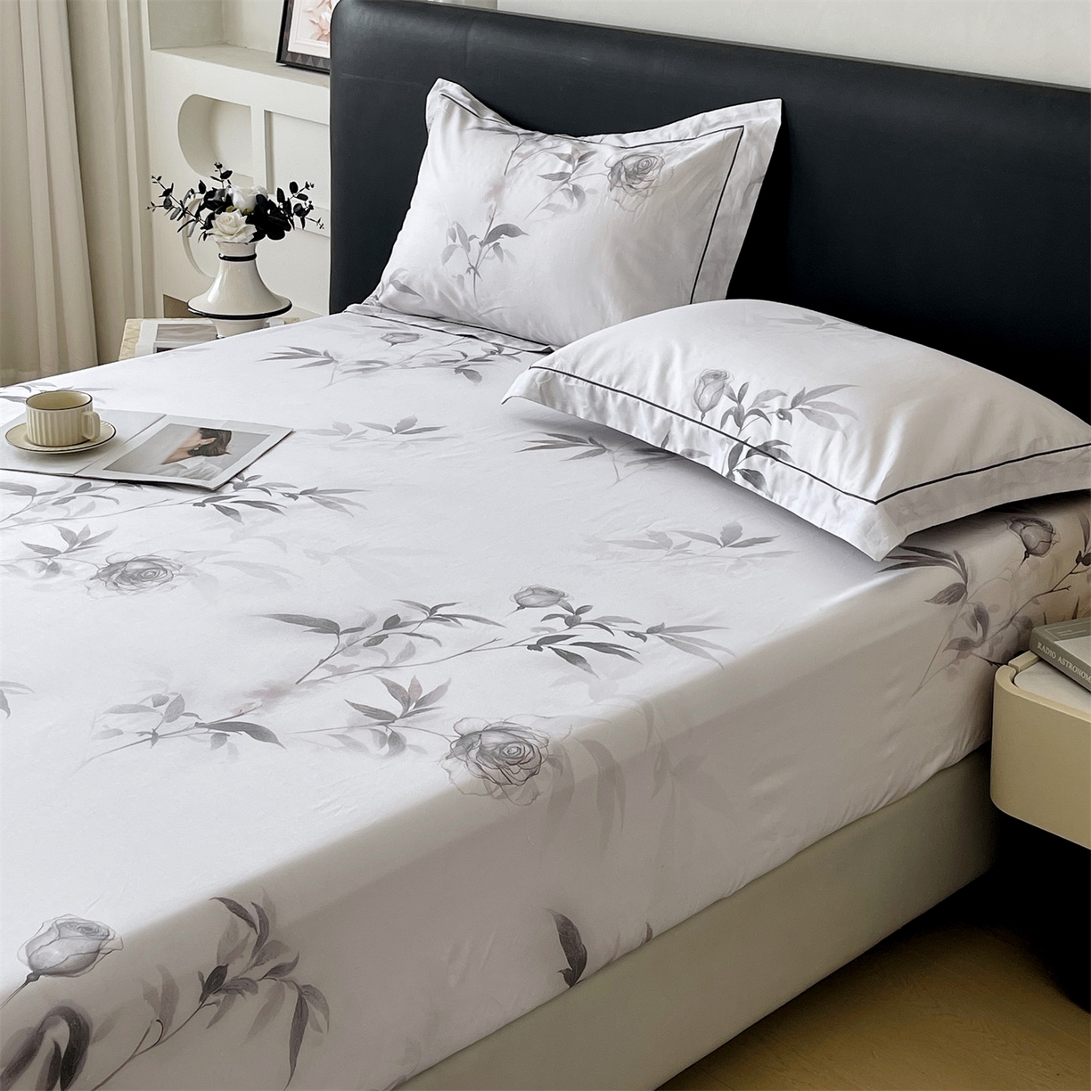 91家纺网 家纺一手货源 找家纺 宝齐莱家纺 2026新款全棉纯棉活性印花单床笠床笠单件 玫瑰的故事