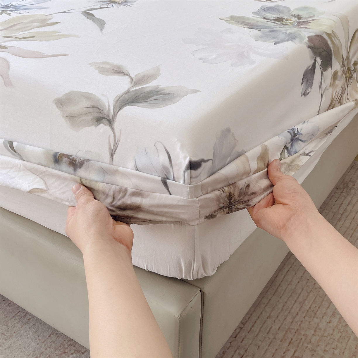 91家纺网 家纺一手货源 找家纺 宝齐莱家纺 2026新款全棉纯棉活性印花单床笠床笠单件 花知晓