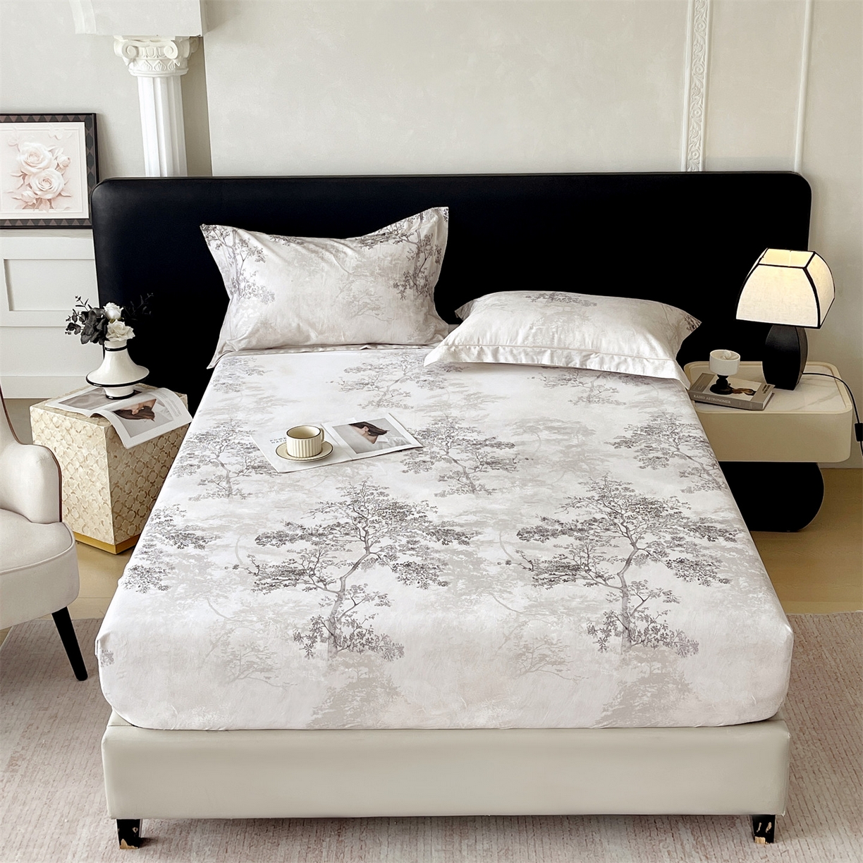 91家纺网 家纺一手货源 找家纺 宝齐莱家纺 2026新款全棉纯棉活性印花单床笠床笠单件 月光森林