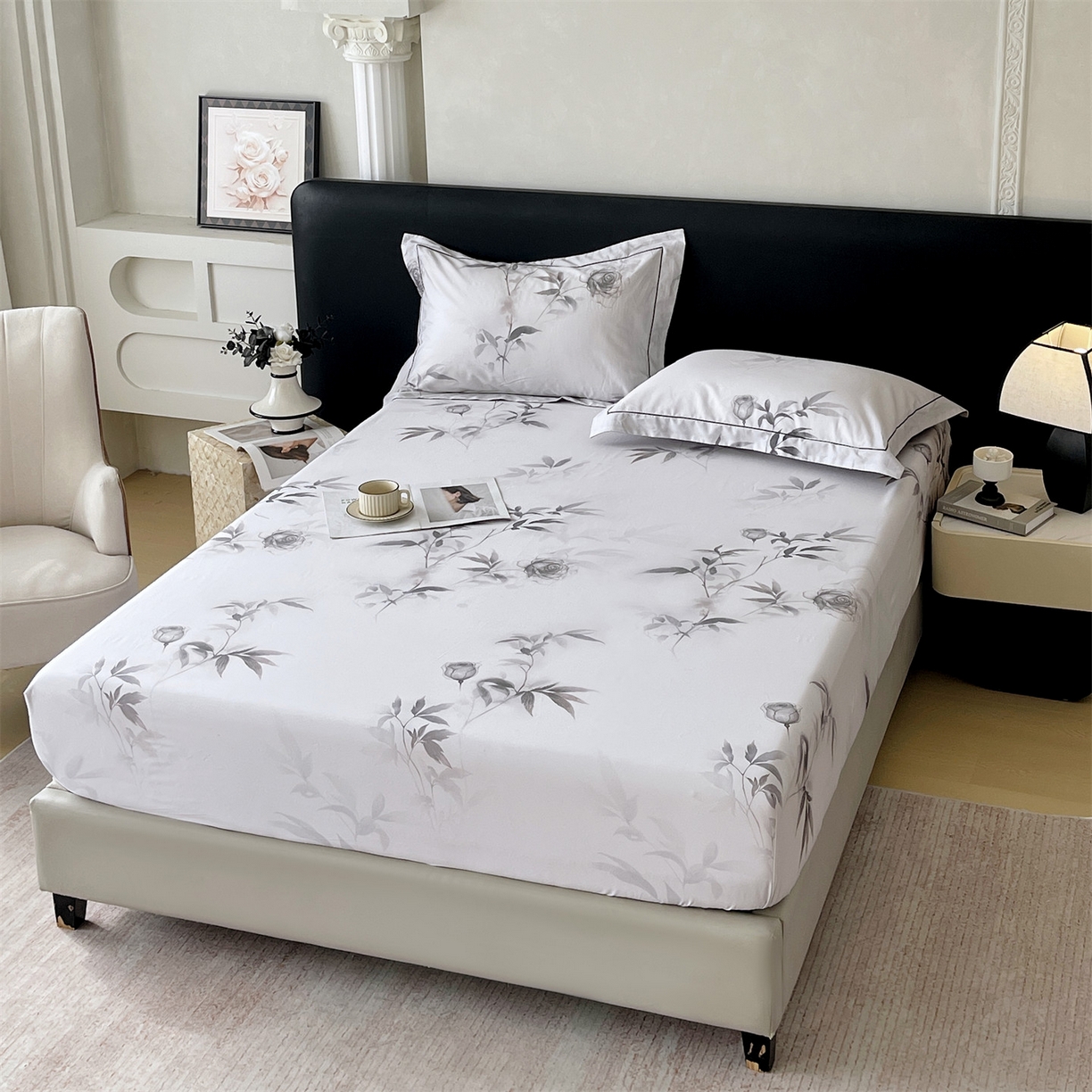 91家纺网 家纺一手货源 找家纺 宝齐莱家纺 2026新款全棉纯棉活性印花单床笠床笠单件 玫瑰的故事