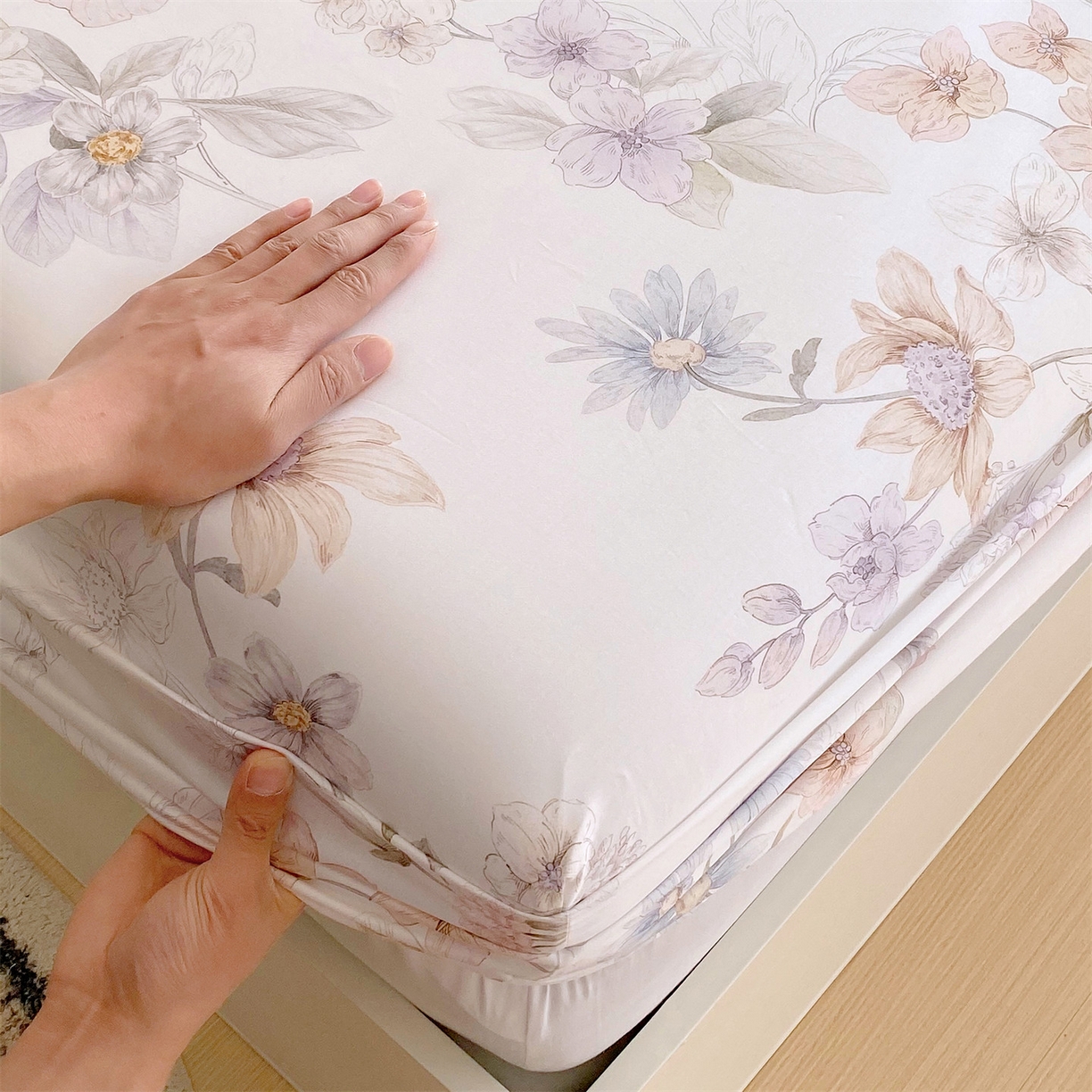 91家纺网 家纺一手货源 找家纺 宝齐莱家纺 2026新款全棉纯棉活性印花单床笠床笠单件 云裳仙子